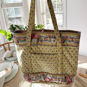 Rare Vintage Vera Bradley Tote/Purse Yellow Rose Blue Gingham Cottagecore